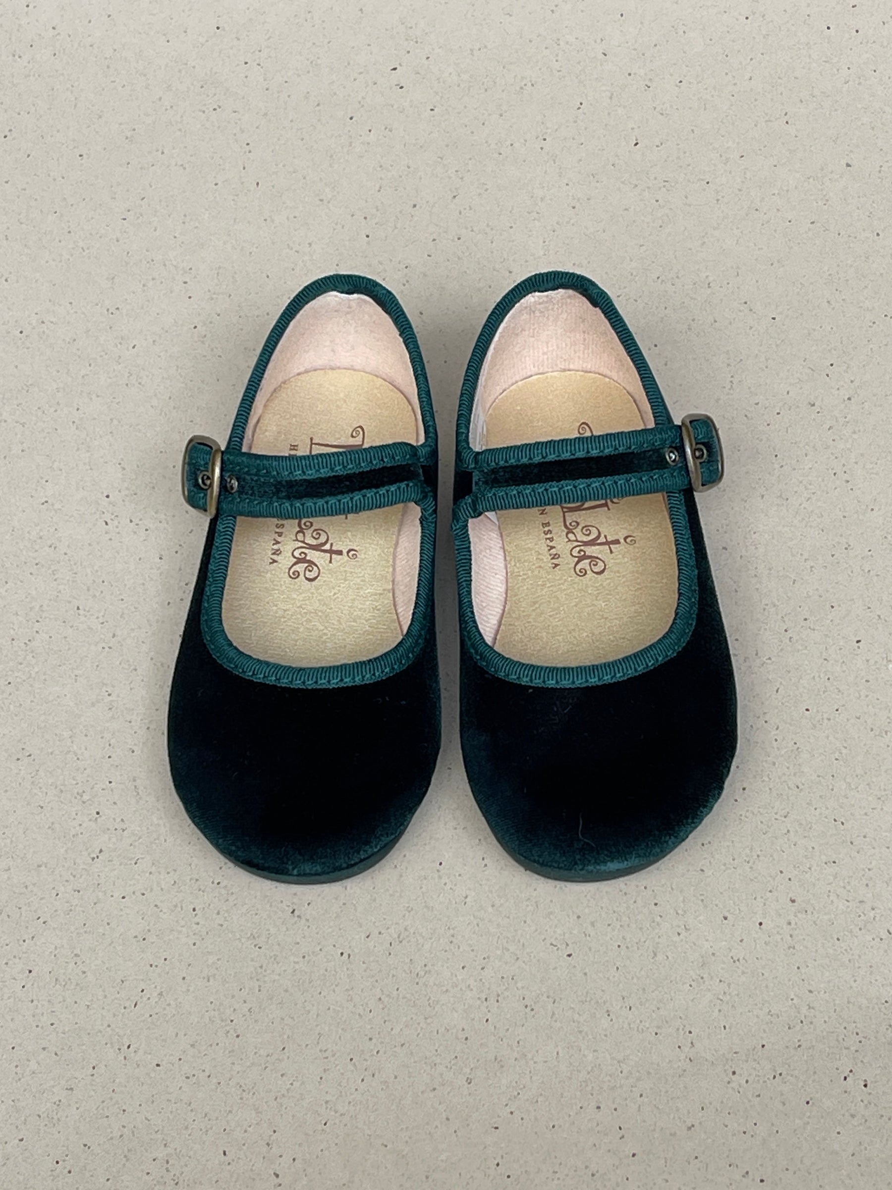 Mercedita Terciopelo Hebilla Verde Botella - Minibhu