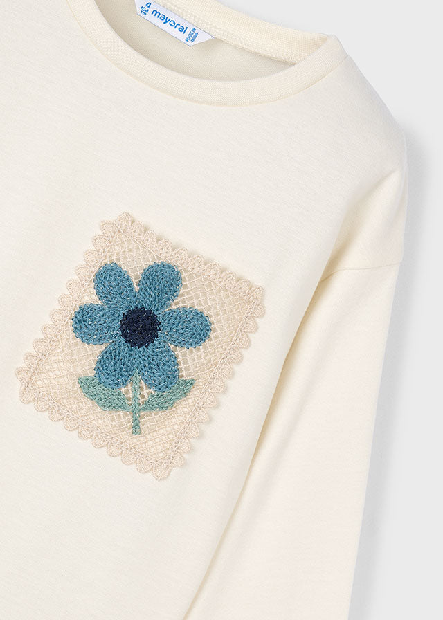 Camiseta Bolsillo Crochet Ice Flower