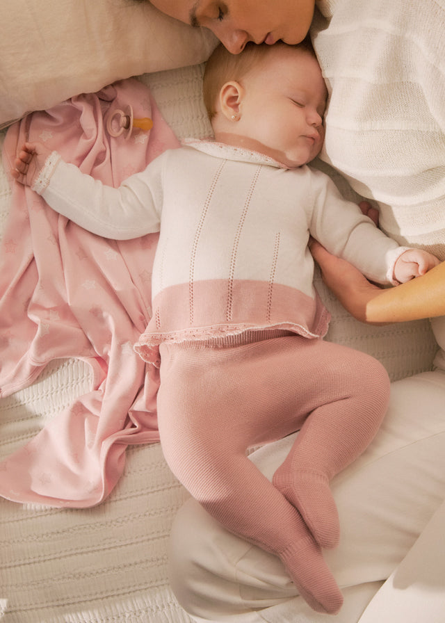Conjunto Polaina Tejido Rosa Baby