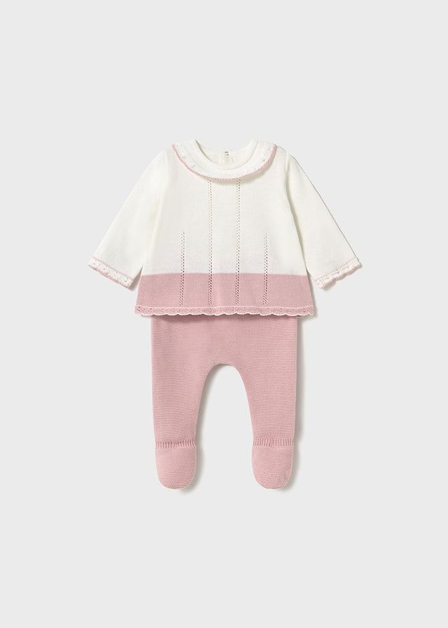 Conjunto Polaina Tejido Rosa Baby