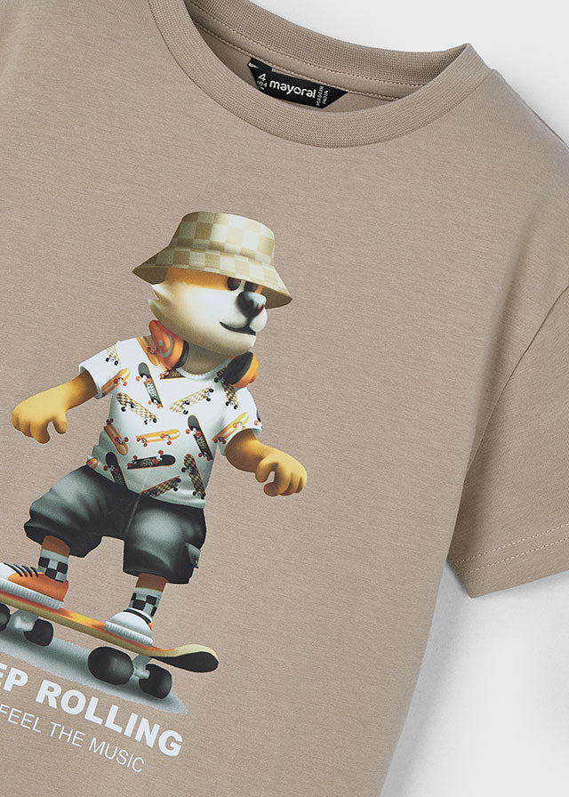 Camiseta "Keep Rolling" Skate Bear - Minibhu
