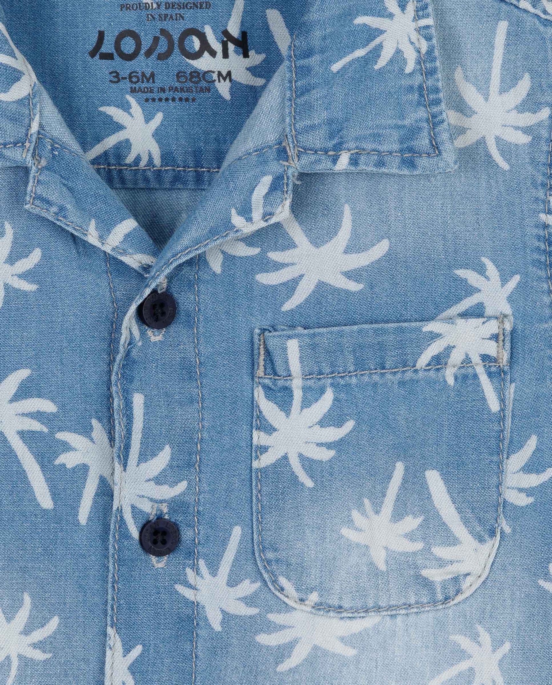 Camisa Manga Corta Pomelo Estampado Palmeras Losan
