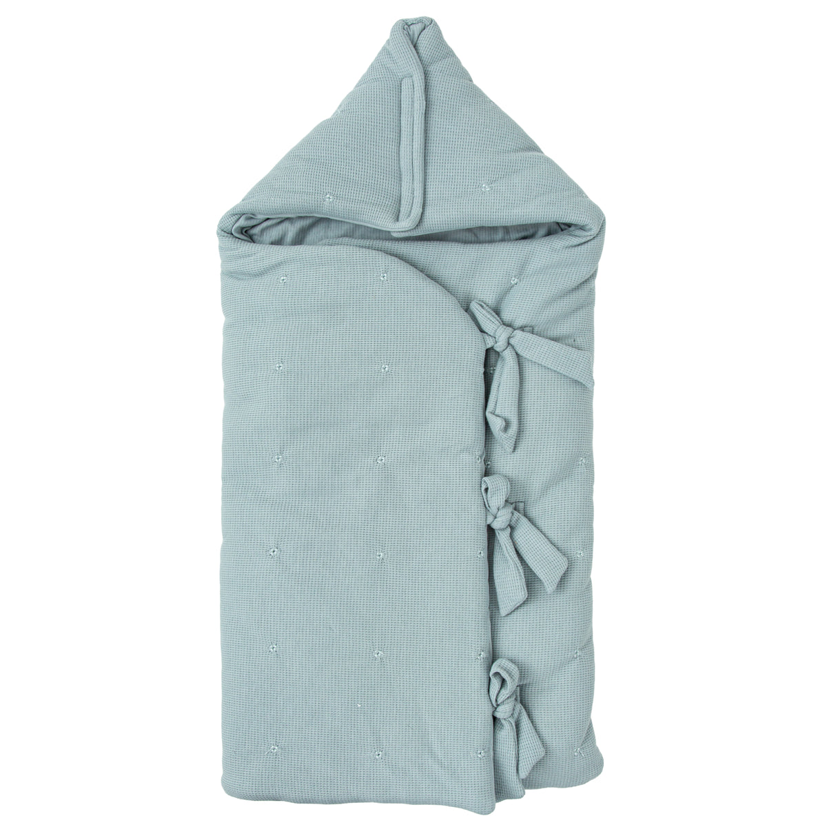 Saco Arrullo Capucha Waffle Azul