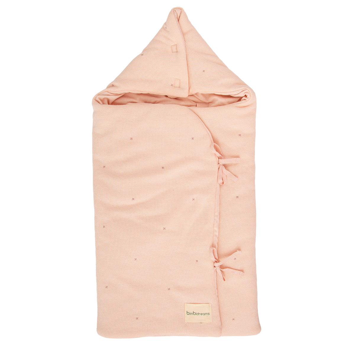 Saco Arrullo Capucha Waffle Rosa