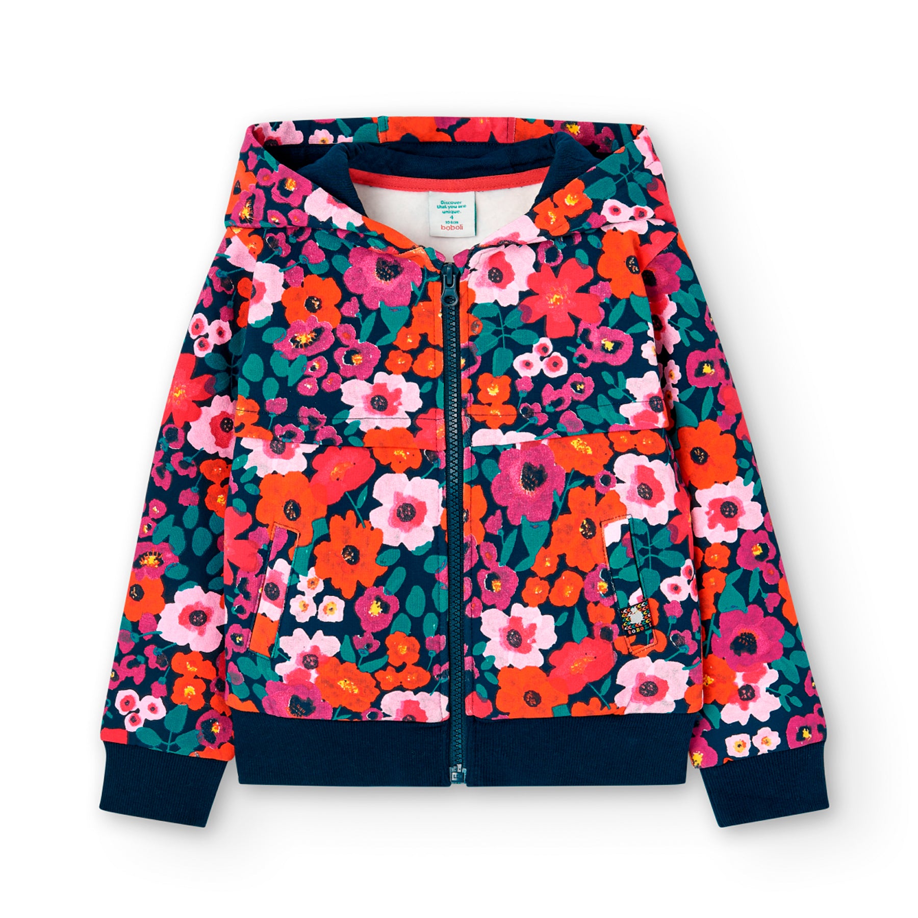 Chaqueta Felpa Flores Pink Boboli