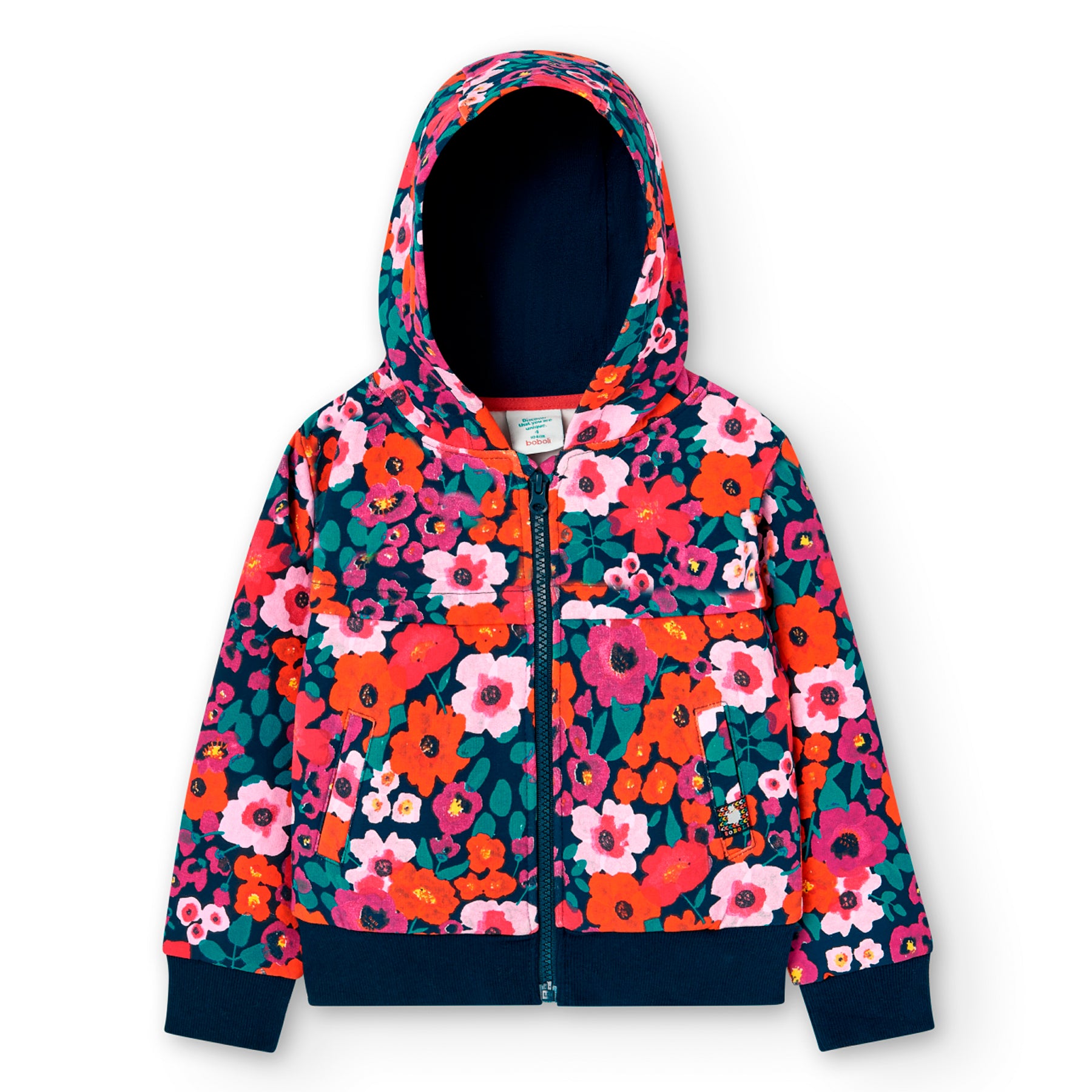 Chaqueta Felpa Flores Pink Boboli