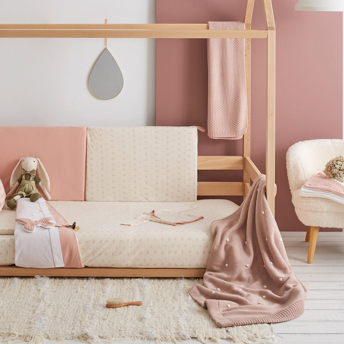 Manta Dots Tejida Rosa