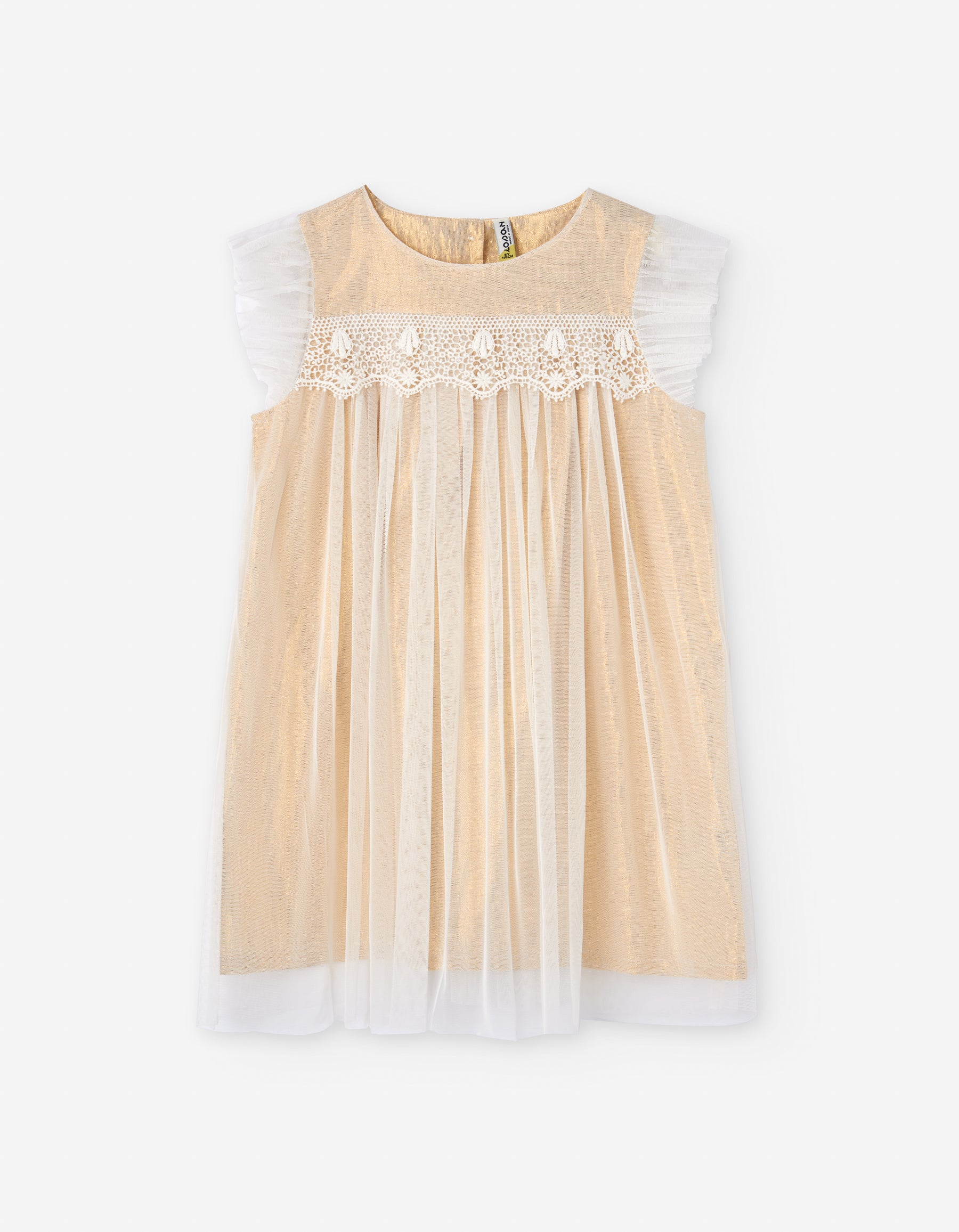 Vestido Tul Crudo Rositas