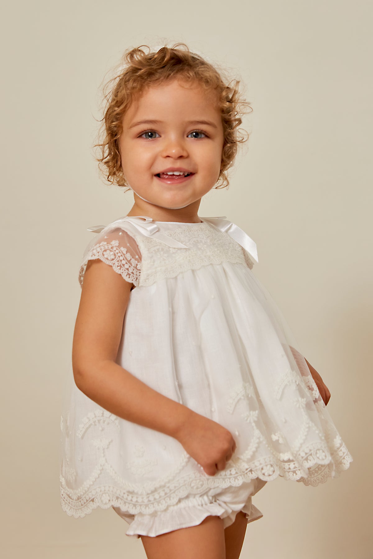 Vestido Tela Niña Marfil - Minibhu