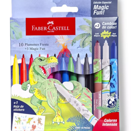 Plumón Fiesta Dinosaurio X 10+3 Magic - Minibhu