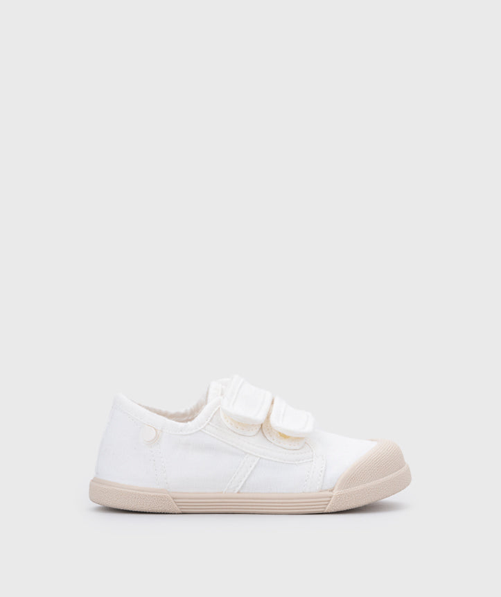 Tenis Lona Cierre Velcro Unisex Blanco