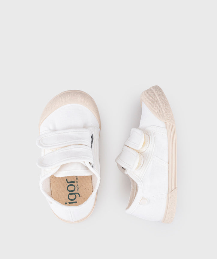 Tenis Lona Cierre Velcro Unisex Blanco