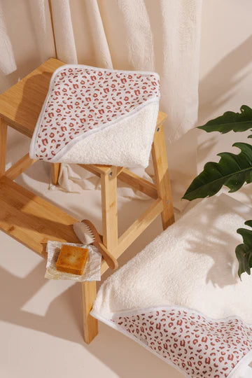 Toalla Capucha Beige Animal Print - Minibhu