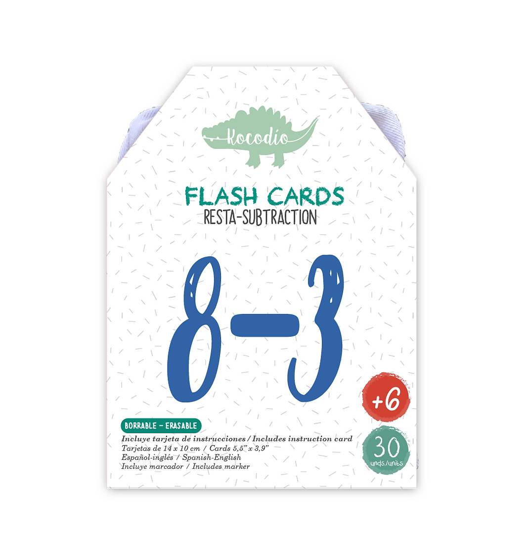 Flash Cards Borrables Resta +6a Kocodio