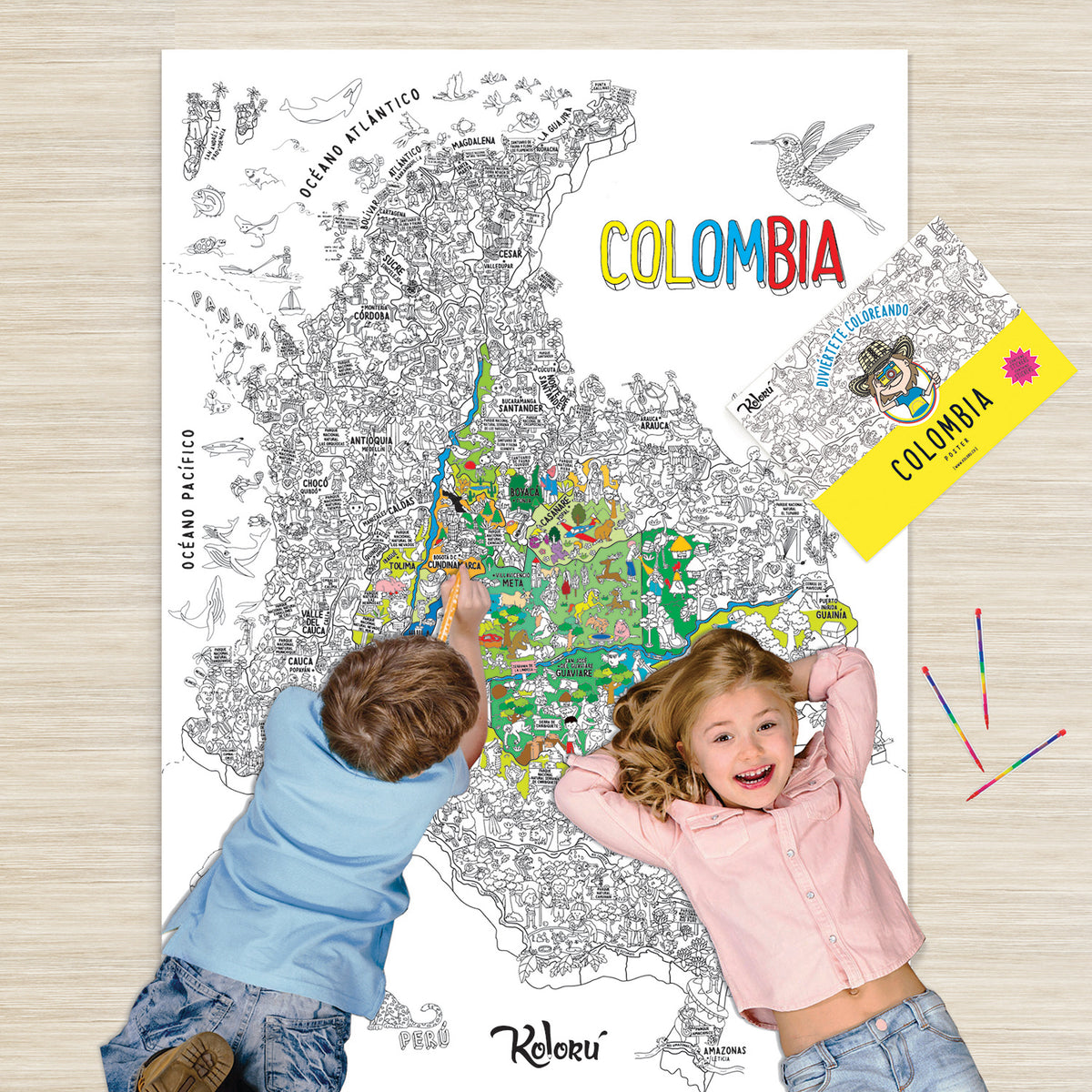 Poster para Colorear Colombia Kolorú