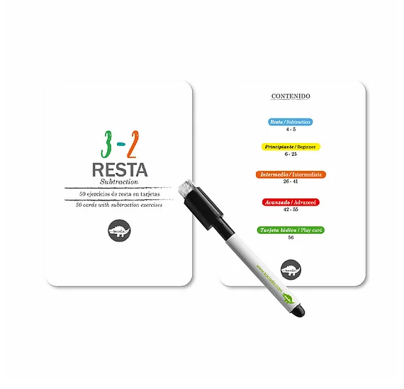 Flash Cards Borrables Resta +6a Kocodio