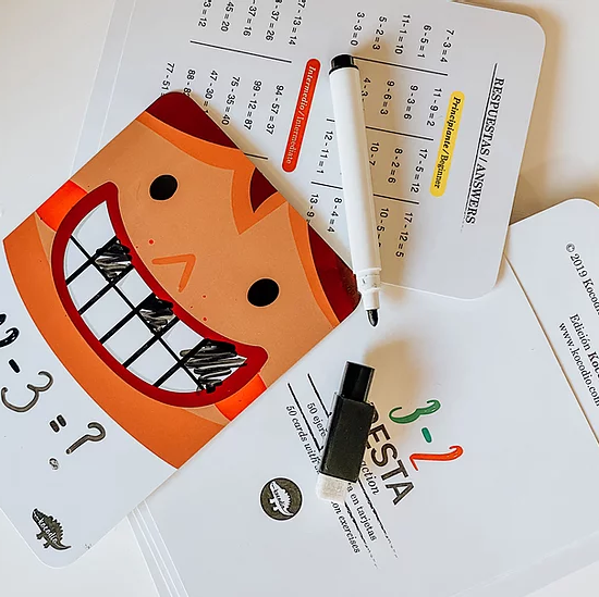 Flash Cards Borrables Resta +6a Kocodio