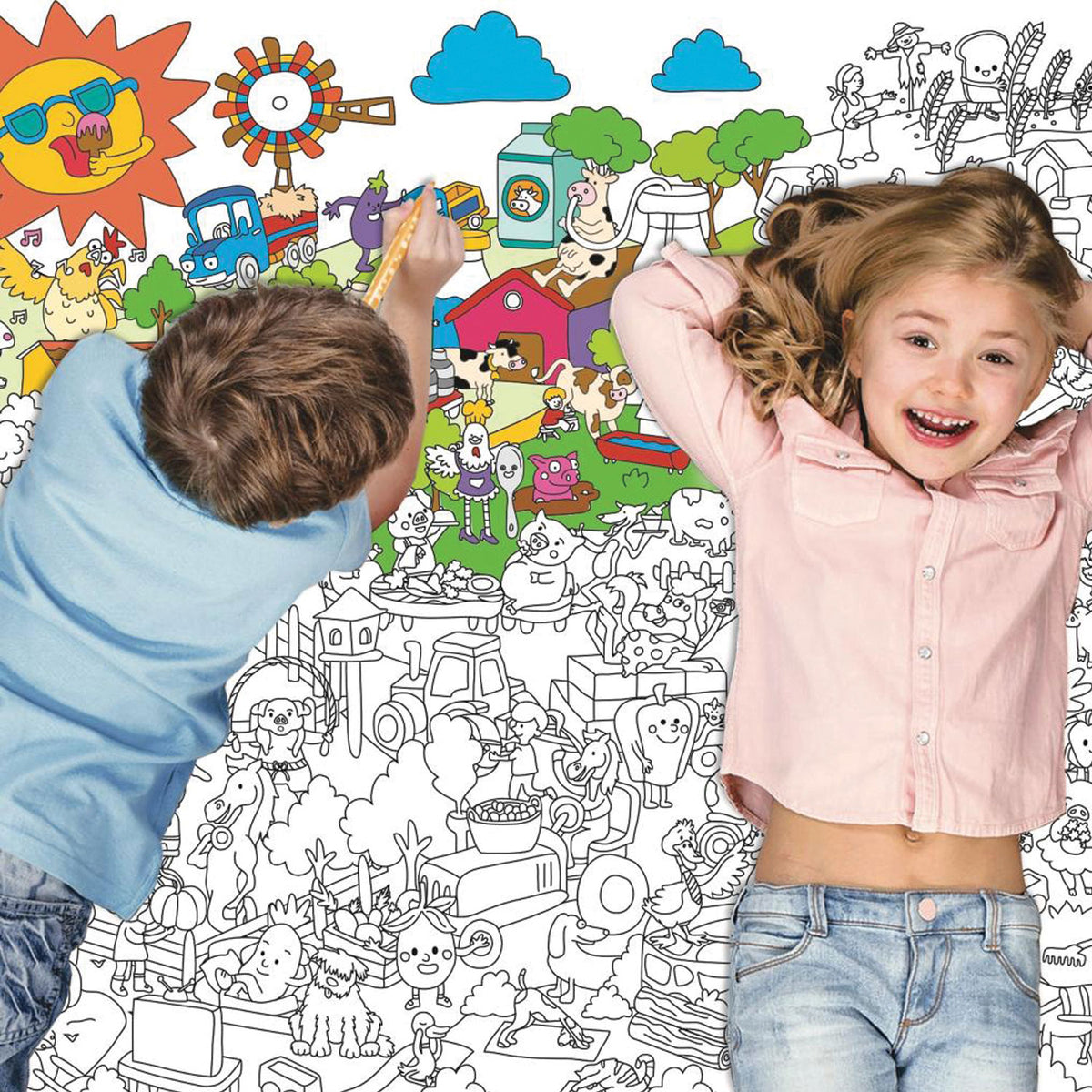 Poster Para Colorear Granja Kolorú