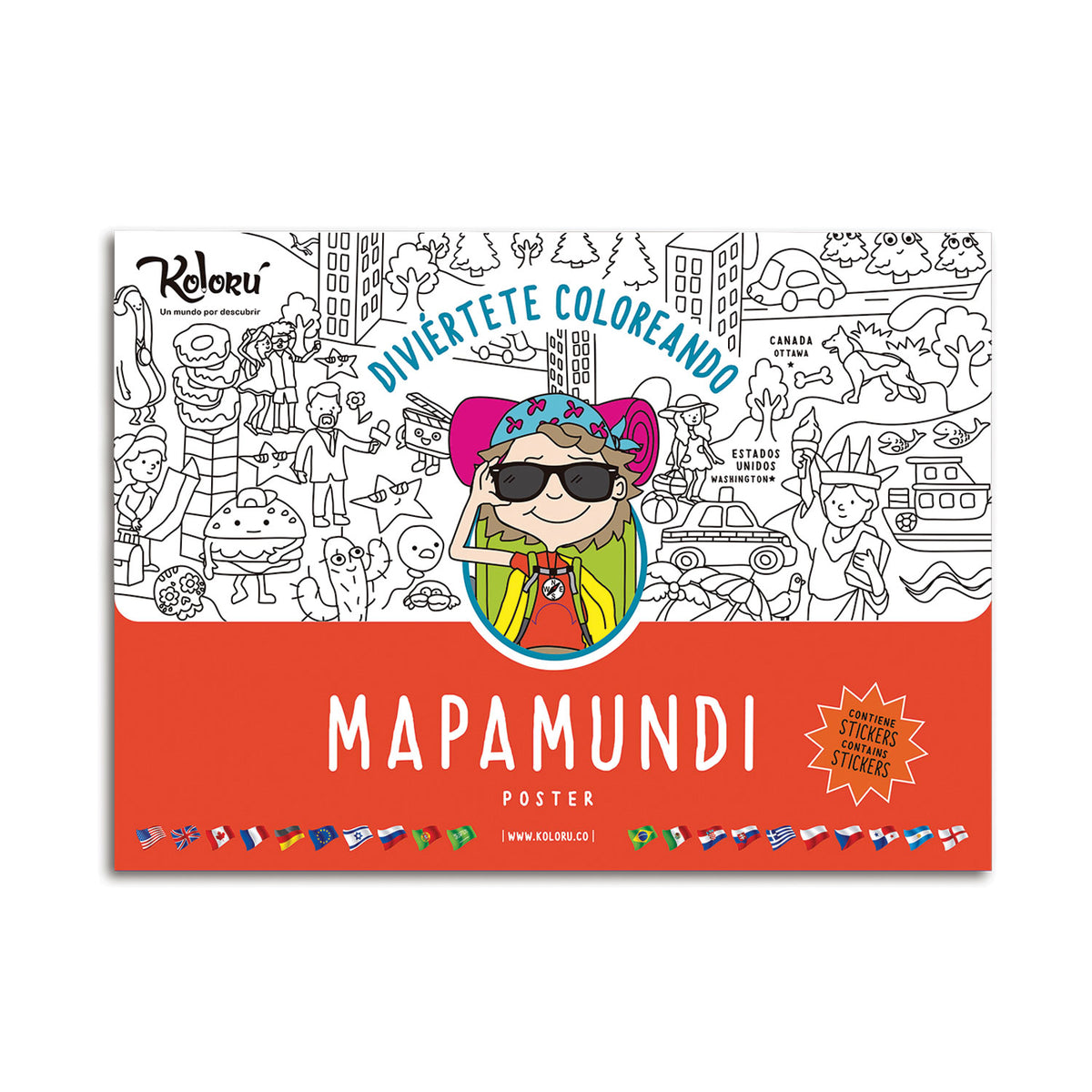 Poster para Colorear Mapamundi Kolorú
