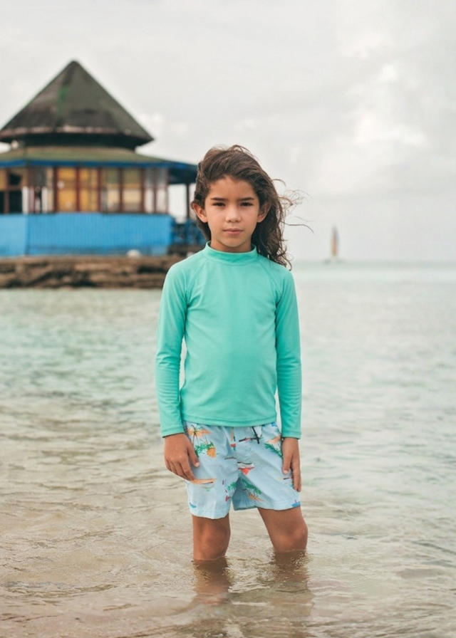 Solid Rashguard Mini Verde Marino SPF+50