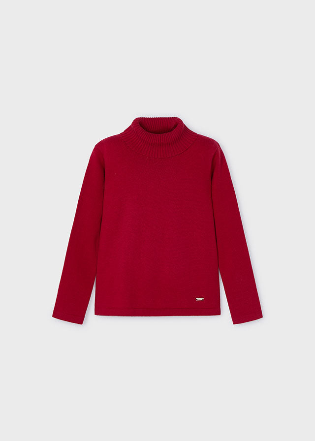 Saco Tejido Cuello Alto Guinda