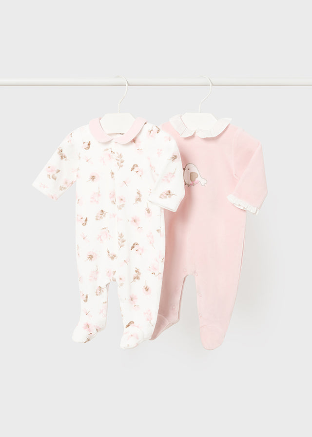 Set 2 Pijamas Fleece Cotton Rose