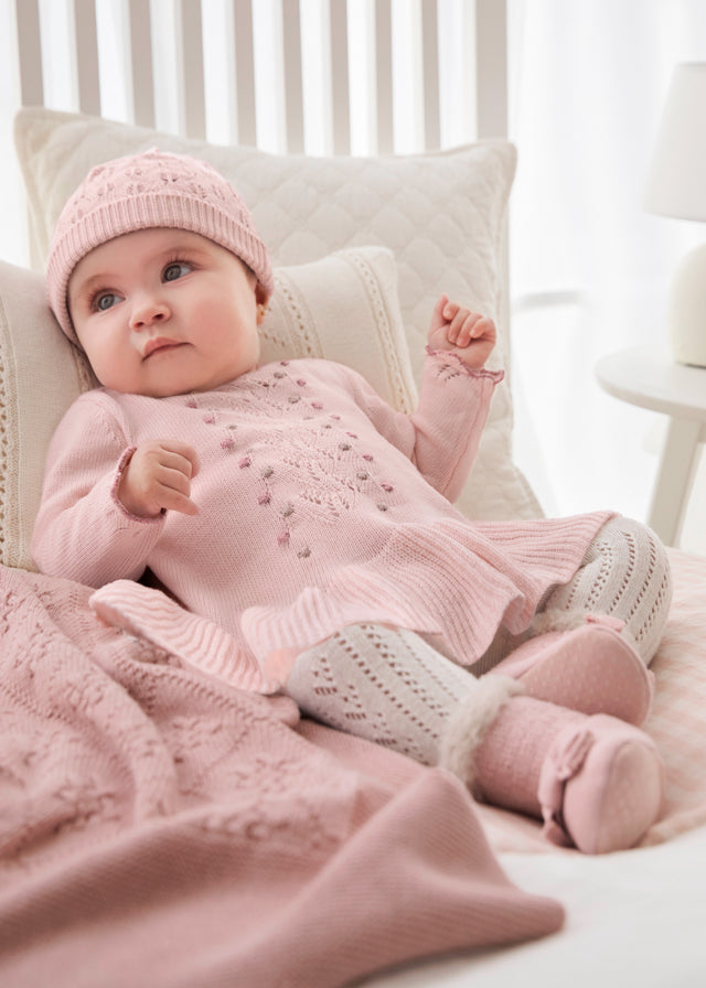 Vestido Tejido  Con Gorro Mid Rose Ecofriends