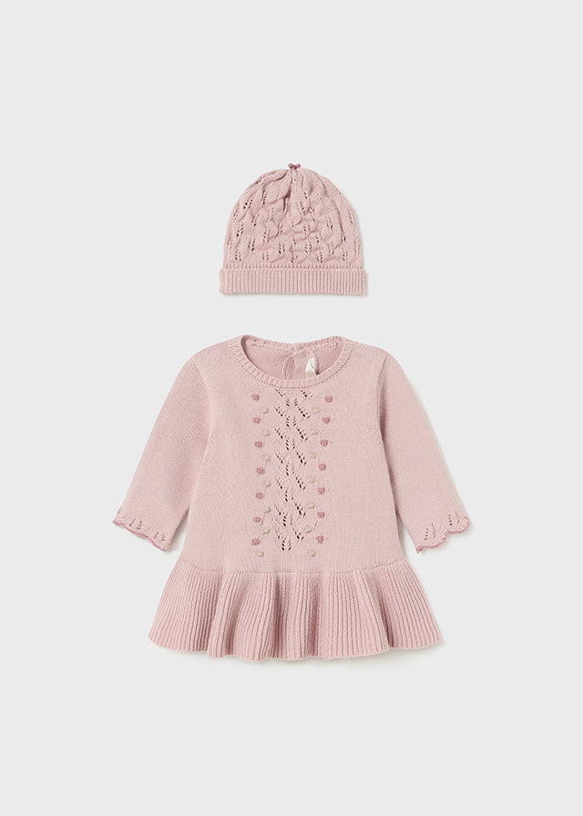 Vestido Tejido  Con Gorro Mid Rose Ecofriends