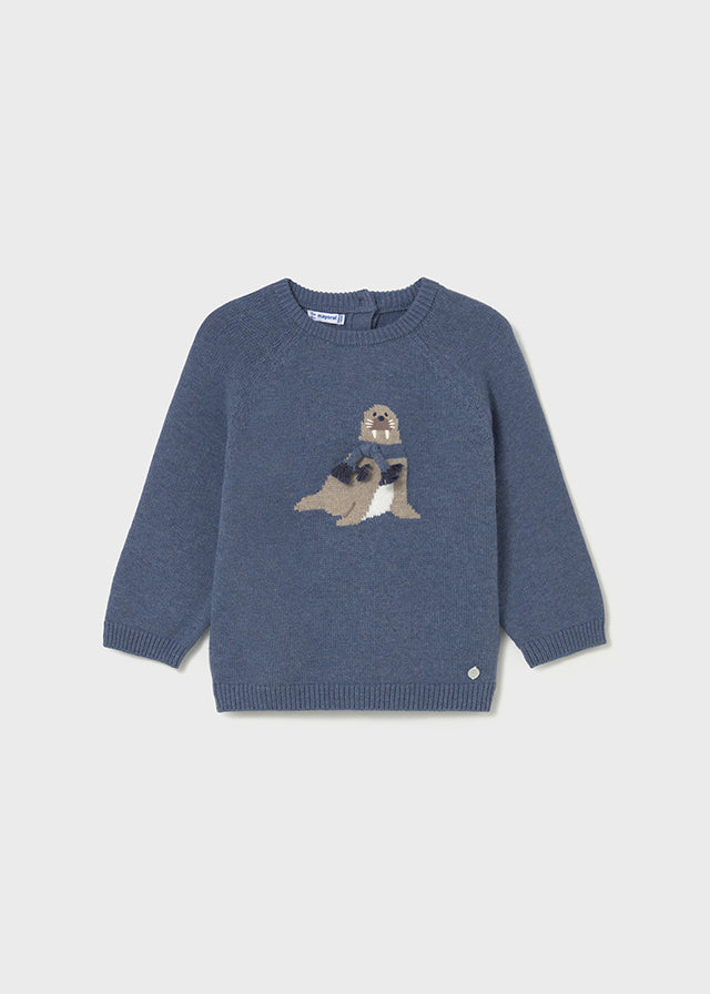 Saco Intarsia Blue Artic Family