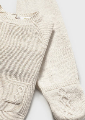 Conjunto Polaina y Gorro Tejido Beige