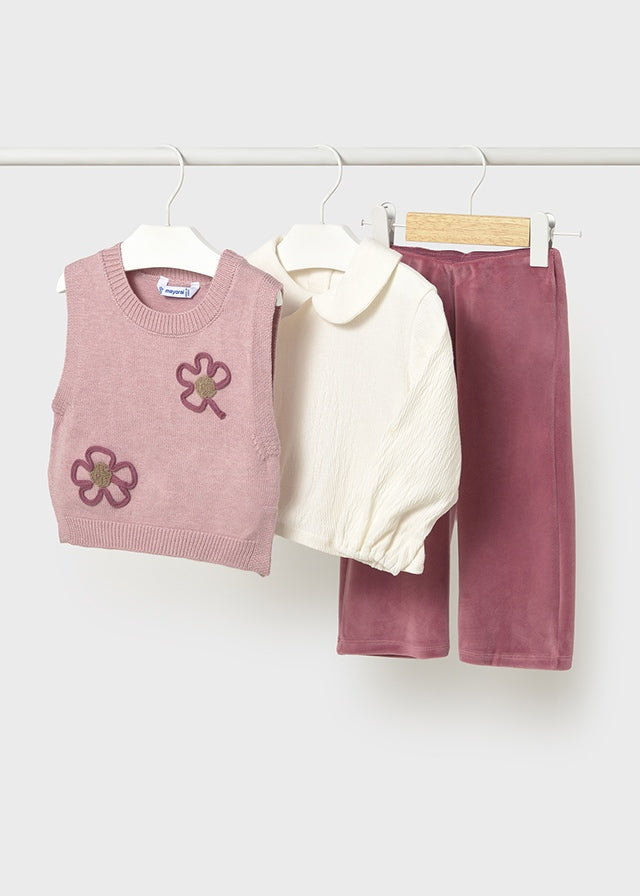 Conjunto Pantalón Con Chaleco Tejido Cherry