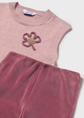 Conjunto Pantalón Con Chaleco Tejido Cherry