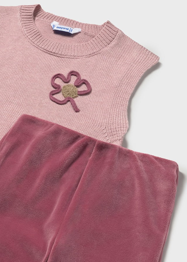 Conjunto Pantalón Con Chaleco Tejido Cherry