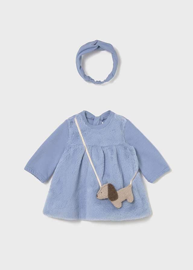 Vestido Combinado Pelo Blue Spots