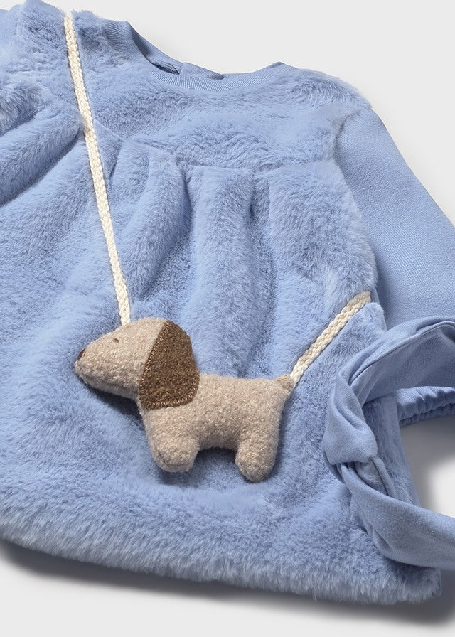 Vestido Combinado Pelo Blue Spots
