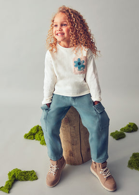 Camiseta Bolsillo Crochet Ice Flower