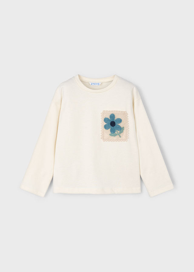 Camiseta Bolsillo Crochet Ice Flower