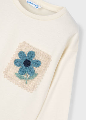 Camiseta Bolsillo Crochet Ice Flower