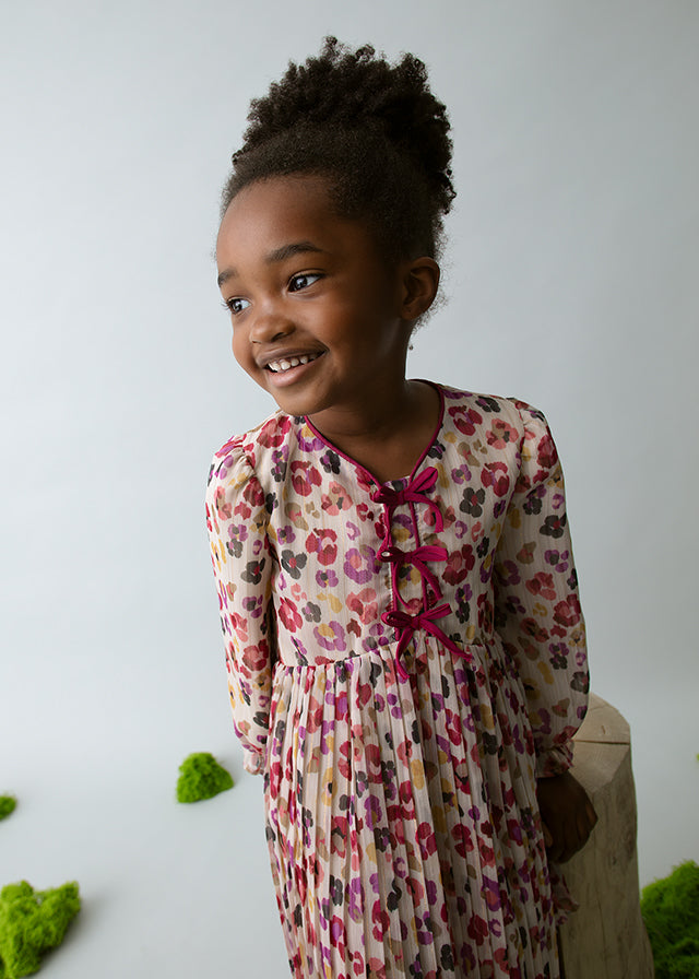 Vestido Plisado Estampado Cherry Christmas