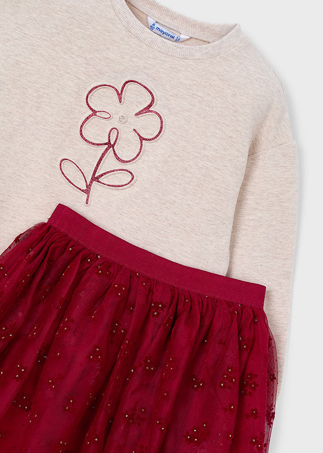 Conjunto Falda Tul Fantasía Cherry Christmas