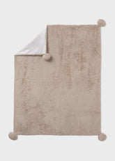 Manta Pelo Pompón Beige Salvia - Minibhu