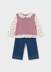 Conjunto Con Chaleco Unido Malva