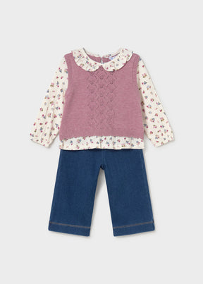 Conjunto Con Chaleco Unido Malva