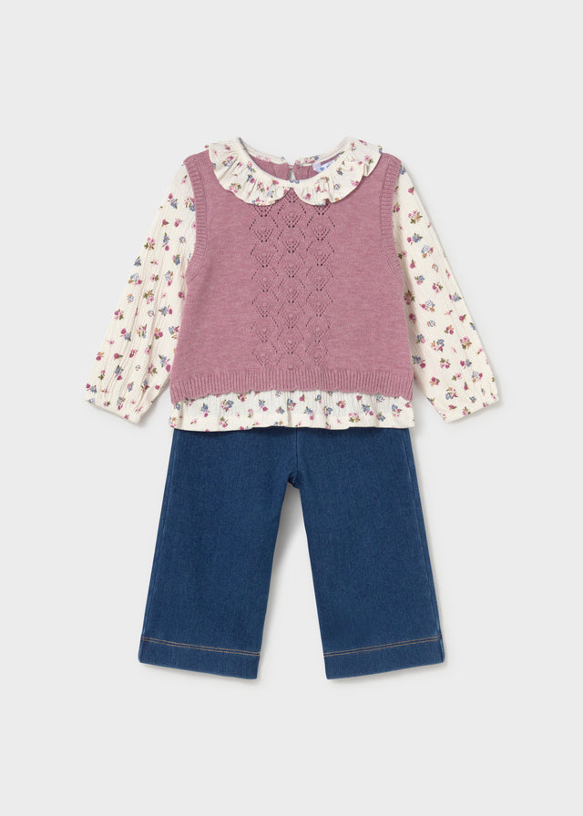 Conjunto Con Chaleco Unido Malva