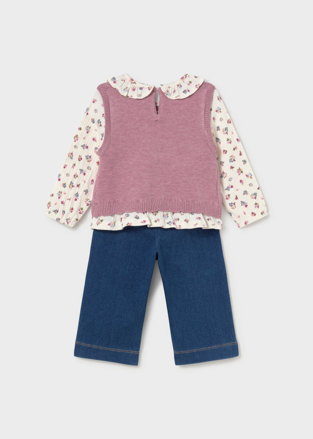 Conjunto Con Chaleco Unido Malva