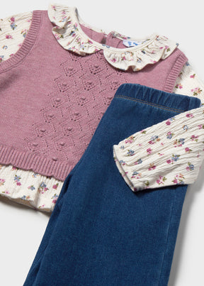 Conjunto Con Chaleco Unido Malva