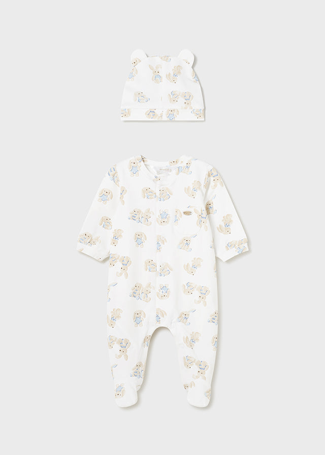 Pijama Con Gorro Azul Ecofriends Baby Bunny