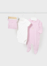 Set Pijama, Body Y Gorro Ecofriends Baby Bunny Rosa