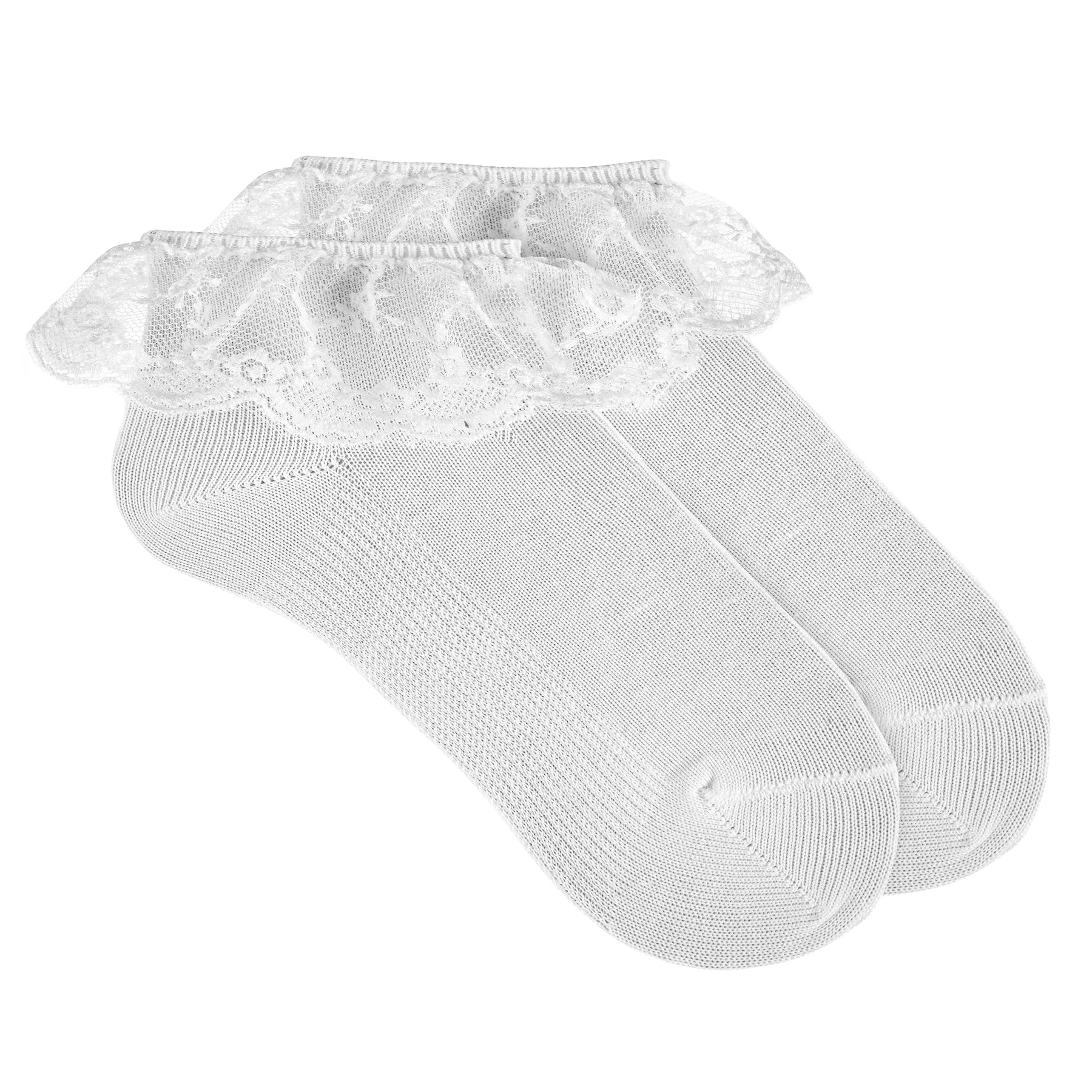Calcetines Tobilleros Con Volante Blanco - Minibhu