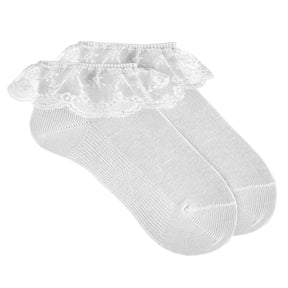 Calcetines Tobilleros Con Volante Blanco - Minibhu